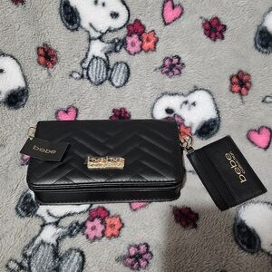 Bebe Black Quilted Women's Bag Set
